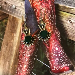 Green turquoise and sterling silver earrings.